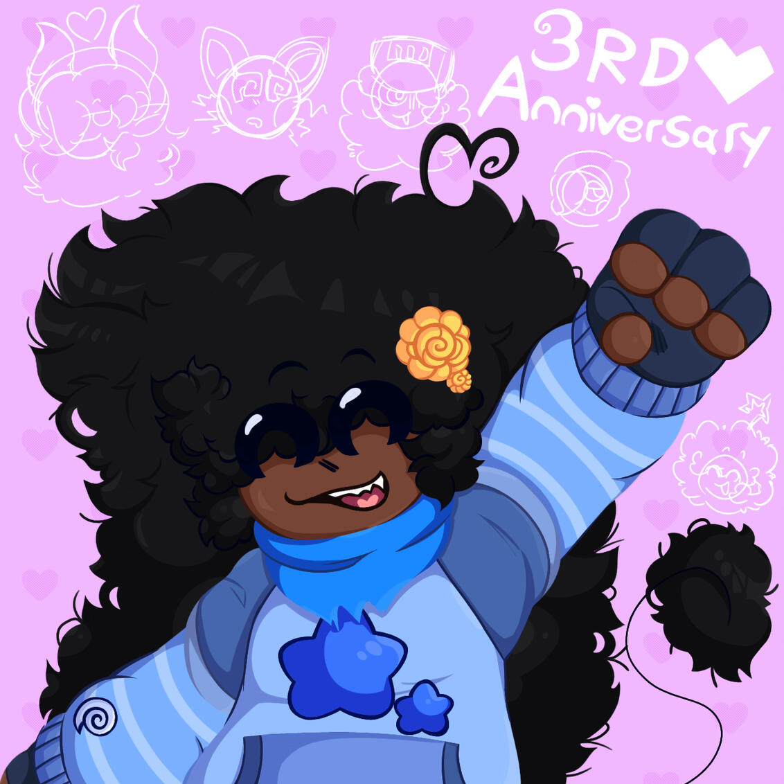 "3rd Anniversary of being a part of the CesarFever &amp; Fever Demons community, how cool :)" (Characters in Art Credits: "Cesarfever_")