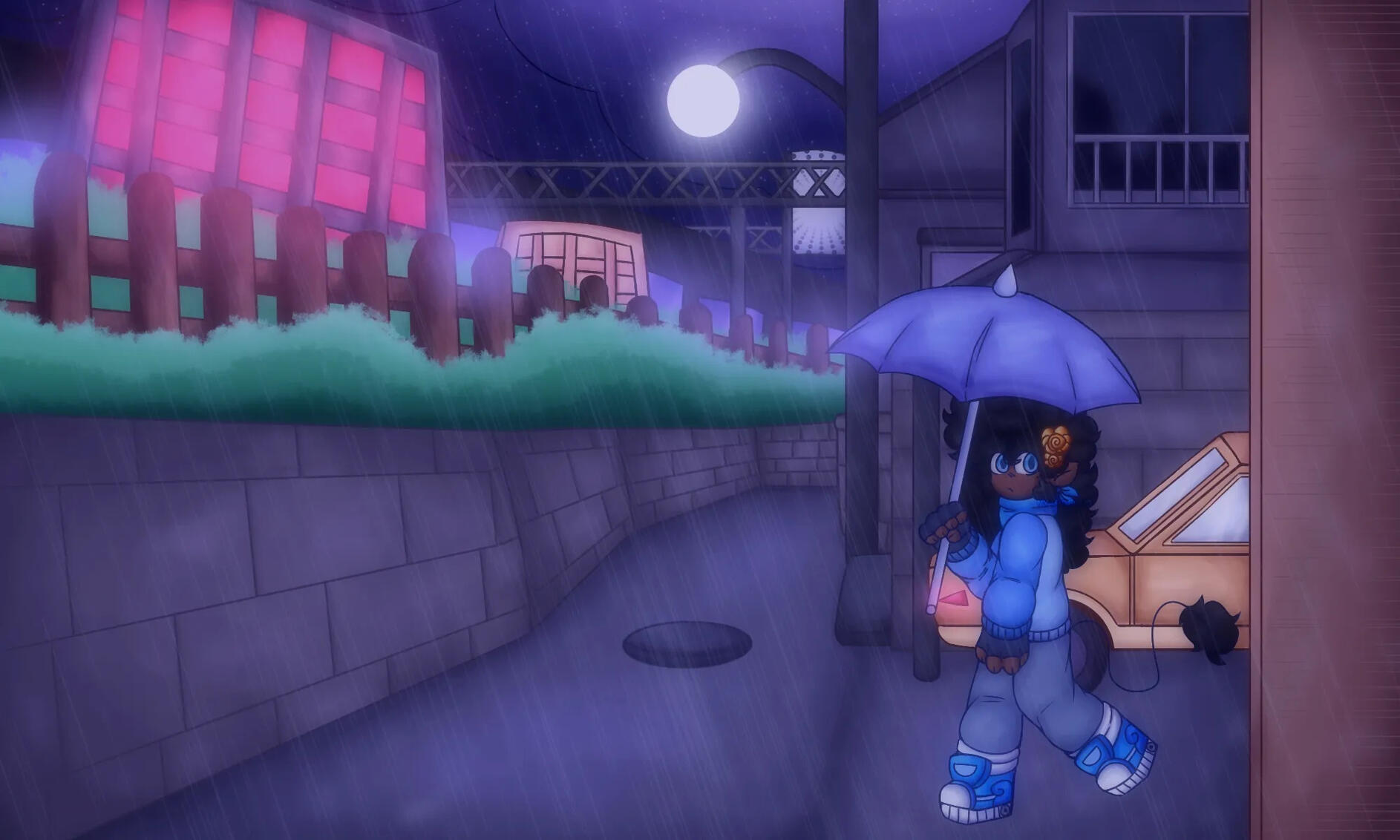 "Ny in da rain, background practice"