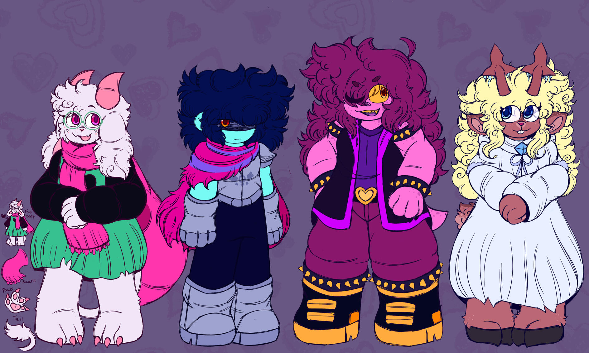 "Messing around with some deltarune characters designs ig! :p (Dark World edition)"